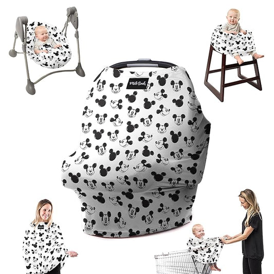 Milk Snob Original Disney 5-in-1 Cover Mickey Mouse Sketch, Privacy for Breastfeeding, Baby Car Seat, Carrier, Stroller, High Chair, Shopping Cart, Lounger Canopy - Newborn Essentials, Nursing Top