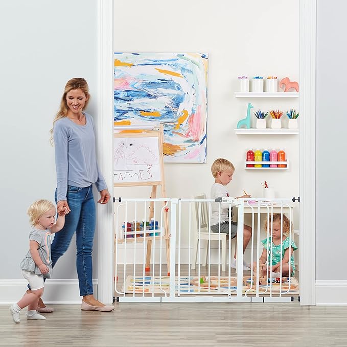 Regalo Extra Tall Baby Safety Gate for Doorways & Bottom of Stairs, Pressure Mount Design for Babies, Toddlers & Pets, Tested & Safe for 30 Years, American Designed, Family Owned, White