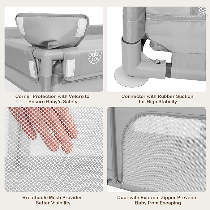 Costzon Playpen for Toddlers, Extra Large Playard Playpen for Toddlers Indoor & Outdoor with Ocean Balls, Non-Slip Suction Cups, Handlebars, Breathable Mesh, Play Pen for Babies 6-12 Months