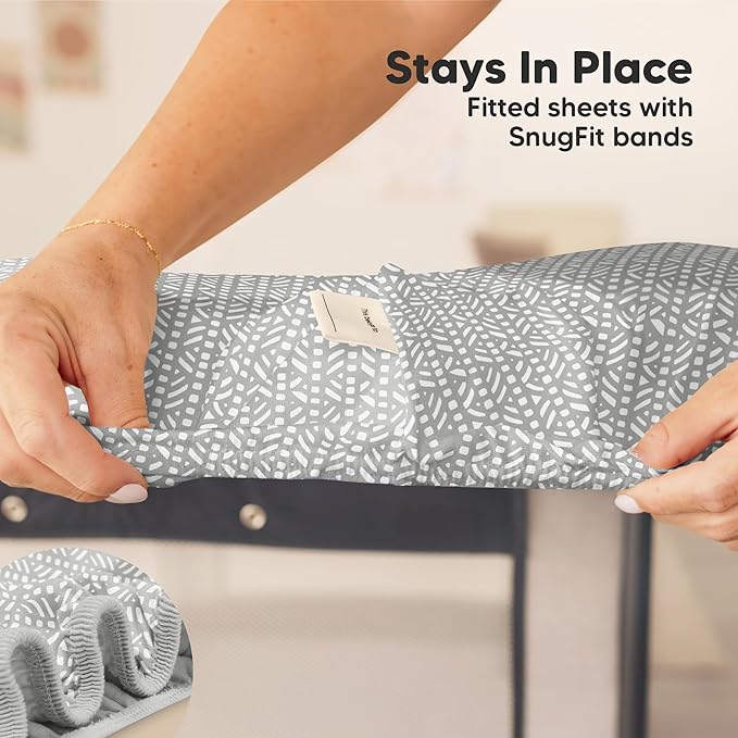 2-Pack Mini Crib Sheets Fitted - 38x26 Pack N Play Sheets for Pack and Play Mattress, Organic Cotton, Soft & Breathable Playard Bedding, Neutral Mini Toddler Bed Cover for Boys, Girls (Nordic)