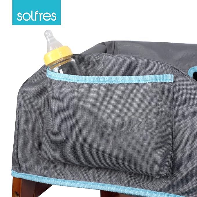 Dual-Belt Baby High Chair Cover, Upgrade Version, for Wooden or Restaurant High Chair, Sturdy and Robust Material, Waterproof Washable Stain and Slip Resistant, Gray