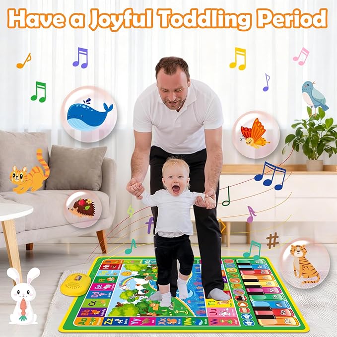 Baby Toys for 1 Year Old Gifts: 3 in 1 Alphabet Animal Piano Music Play Mat - Toddler Toys Age 1-3 Musical Toy 12-18 Months Babies Birthday Christmas Gift for Boys Girls 1 2 3 Year Old