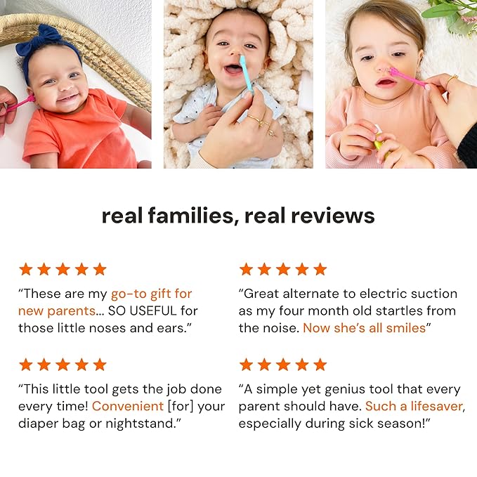 oogiebear: Baby Nose Cleaner & Ear Wax Removal Tool - Safe Booger & Earwax Removal for Newborns, Infants, Toddlers - Dual-Ended - Essential Baby Stuff, Diaper Bag Must-Have, 2 Pack Blue with CASE