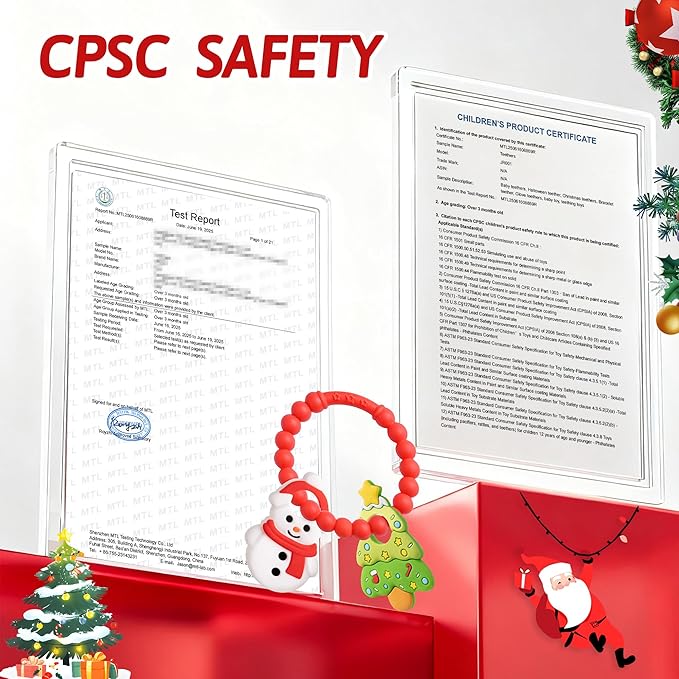 Christmas Baby Teething Toys, Snowman & Tree Textured Silicone Teether for 3-6 6-12 Months BPA-Free Teether Toys, Baby Stocking Stuffers Sensory Christmas Gifts for Infant Boys & Girls