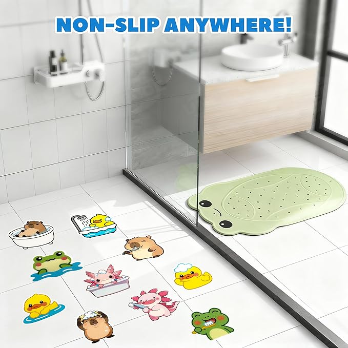 UNEEDE Kids Bathtub Mat with 17PCS Non Slip Bathtub Stickers, Non Slip Shower Mat for Toddlers, Washable Anti Slip Tub Surface, Soft Rubber Mat for Bathtub Shower, Waterproof Bathtub Essentials