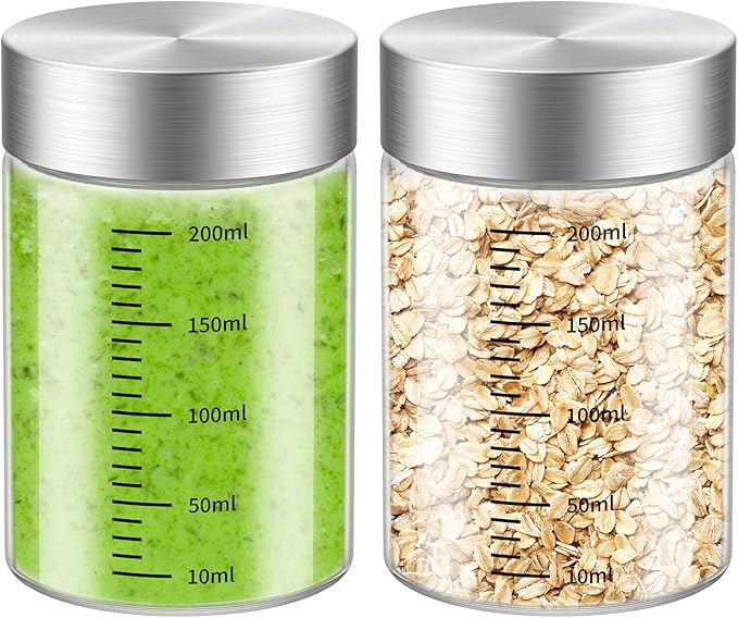 8 Oz Glass Juice Bottles, 2 Pack Glass Bottles with Lids, BPA Free, Borosilicate Glass, Leak Proof Lids for Juicing, Smoothies, Water Bottles, Food Storage, Shaker Bottles