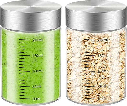 8 Oz Glass Juice Bottles, 2 Pack Glass Bottles with Lids, BPA Free, Borosilicate Glass, Leak Proof Lids for Juicing, Smoothies, Water Bottles, Food Storage, Shaker Bottles