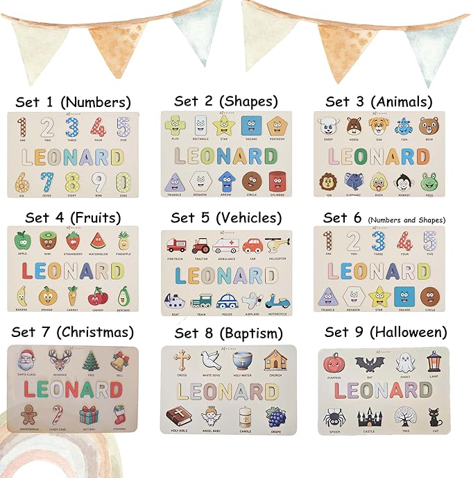 Puzzles for Toddlers Boy and Girl, Personalized Name Puzzle, 12 Month Toy, Gifts for 0 1 2 3 Years Old, Baby Gifts, Baby Shower, Christmas, NewBaby Gift, 0 3 6 9 12 18 24 36 Months