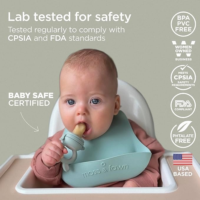 Moss and Fawn Forage Feeder - Soothing Silicone Frozen Breast Milk Popsicle & Baby Food Teething Toy, Pacifier, Fruit Feeder, & Teether - BPA, PVC & Phthalate-Free - Fern