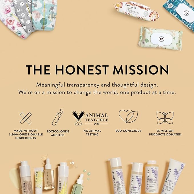 The Honest Company New Mama Care Essentials Gift Set, Hospital Bag Must Haves, Travel Size Nip Balm (0.5 oz) Glow On Body Cream (1 Gotta Face Wash (1.75 fl) with Reusable Pouch | Travel Size, Reusable Pouch