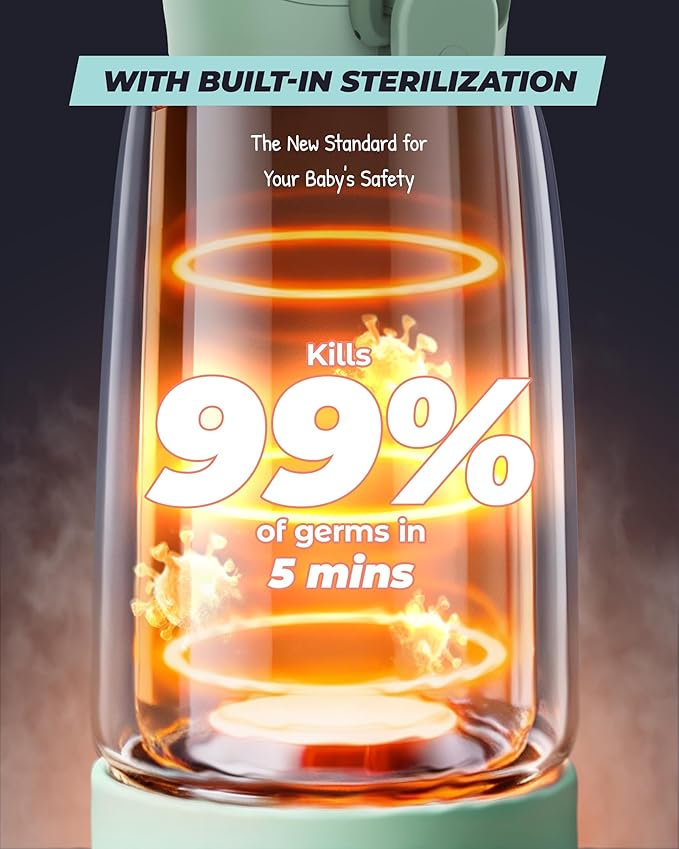 Upgraded Portable Milk Warmer for Travel with Self-Clean Function, Precise Temp Control & 8 Feeds per Charge, 16oz Bottle Warmer On-The-Go Parents, 100W Fast Heating for Breast Milk & Formula & Water