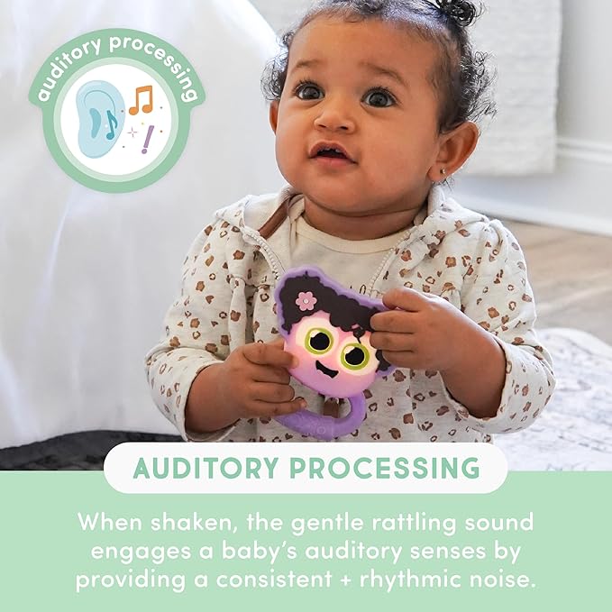 Glo Pals Light-Up Rattle – Sensory Baby Rattle Toy That Glows 7 Fun Colors – Soft Silicone Toy for Babies – Baby Rattle – Lumi