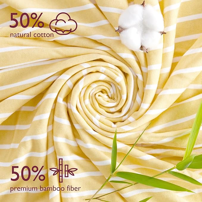 Momcozy Hooded Baby Towel, 2 Pack Baby Bath Towel Set with Large 35 X 35 Inch, Super Soft Cotton and Hooded Towel for Newborn, Toddler and Kid, Lemon Leaves