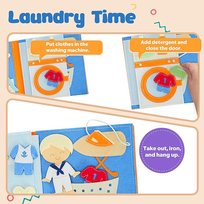 Personalized Busy Book for Toddlers 1-3 – Montessori Busy Board with Child’s Name, Quiet Activity Book for Fine Motor Skills, Travel-Friendly Toddler Learning Toy, Personalized Baby Gifts