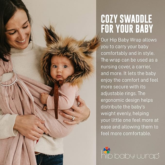 Hip Baby Wrap Ring Sling Baby Carrier - Extra Soft Bamboo Linen Baby Wraps Carrier Machine Washable Baby Tush Carrier Made with All Natural Plant Based Dyes Perfect Baby Shower Gifts Rainbow Brite