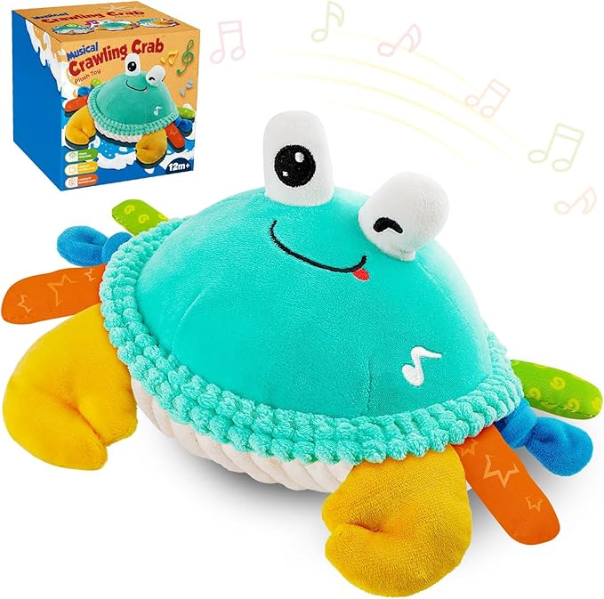 Baby Toys for 12 18 Months - Musical Crawling Dancing Bouncing Learning Crab Plush Toy - Infant Tummy Time Sensory Toys for Toddlers 1-3 Year Old Boys and Girls Christmas Birthday Gifts