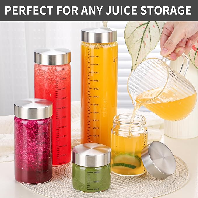 18 Oz Glass Bottles, 2 Pack Glass Juice Bottles with Lids, BPA Free, Borosilicate Glass, Leak Proof Lids for Juicing, Smoothies, Water Bottles, Food Storage, Shaker Bottles
