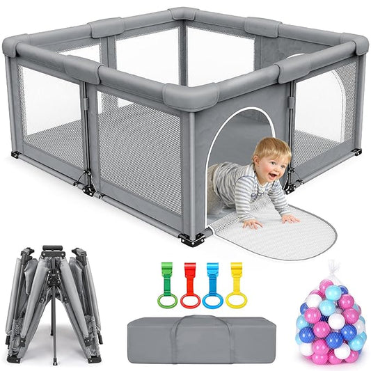 OCATO Baby Playpen Play Pen: Foldable Playpen for Babies and Toddlers Playard for Indoor Outdoor Activity Center Game Fence Safety Area Toddler Play Pen for Babies 6-12 Months Baby Gifts (50" × 50")