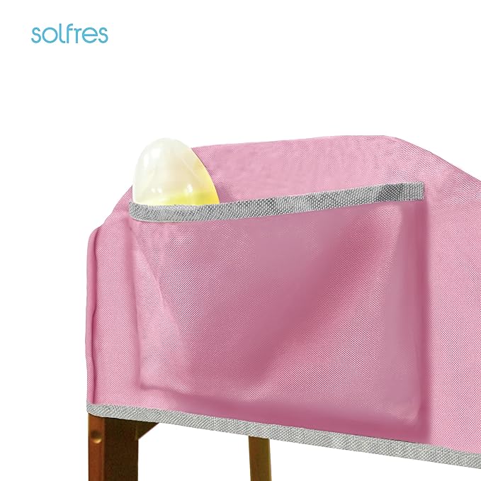 Dual-Belt Baby High Chair Cover, Upgrade Version, for Wooden or Restaurant High Chair, Sturdy and Robust Material, Waterproof Washable Stain and Slip Resistant, Pink