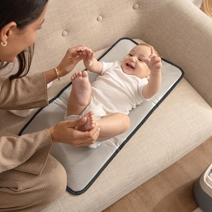 Comfy Cubs Baby Changing Pad Compact Size - Waterproof Diaper Changing Mat with Cushioned Pillow - Soft & Lightweight, Foldable Design for Travel - Stylish Design for Boys and Girls - Solid Black