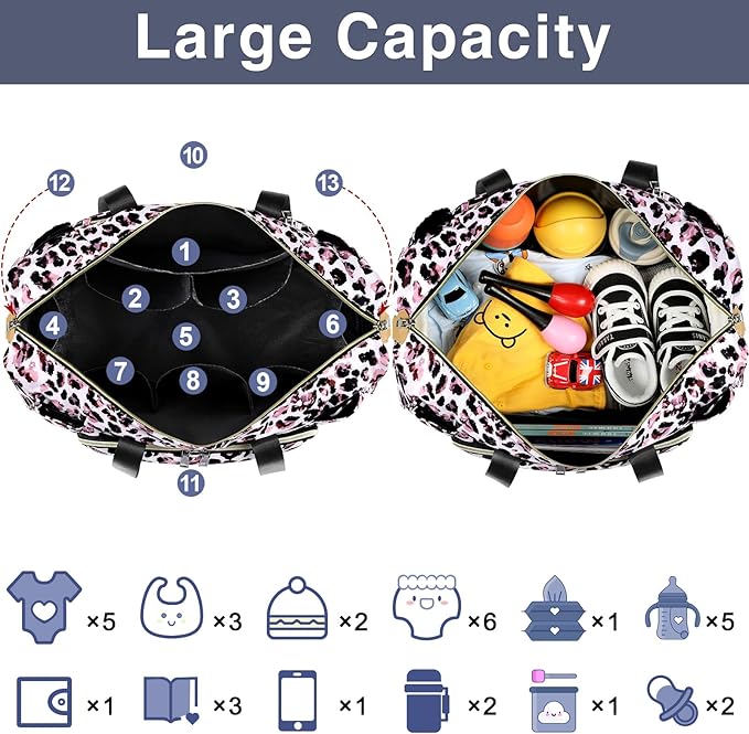 ITIEZY Diaper Bag Tote for Baby - Large Mommy Bag with Portable Changing Pad Pacifier Case, Hospital Bags Travel Baby Bag