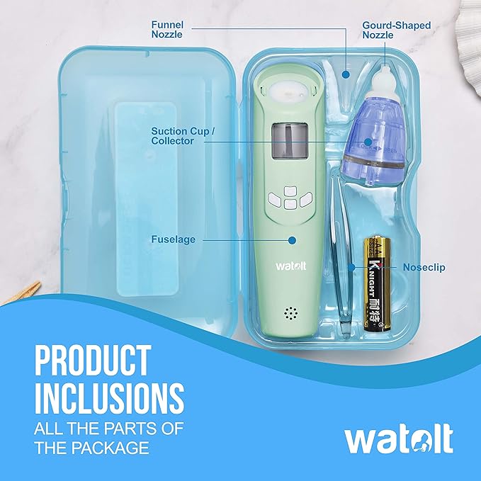 Baby Nasal Aspirator - Electric Nose Suction for Baby - Automatic Booger Sucker for Infants - Battery Powered Snot Mucus Remover for Kids Toddlers