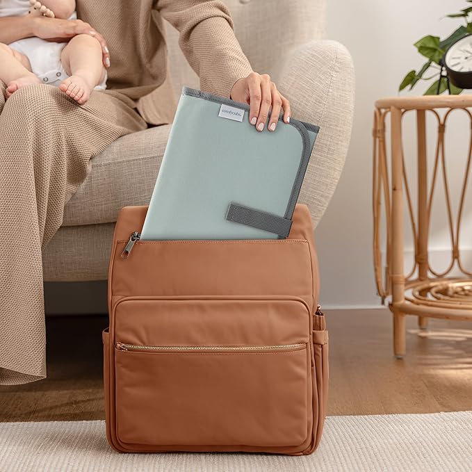 Comfy Cubs Baby Changing Pad Compact Size - Waterproof Diaper Changing Mat with Cushioned Pillow - Soft & Lightweight, Foldable Design for Travel - Stylish Design for Boys and Girls - Earth Green