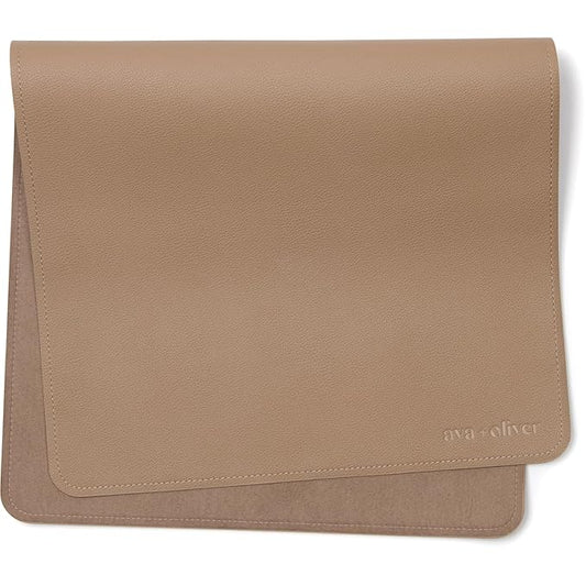Ava + Oliver Vegan Leather Baby Changing Mat (16 X 30 in) - Multipurpose Wipeable and Portable Diaper Changing Pad - Foldable for Travel (Taupe)