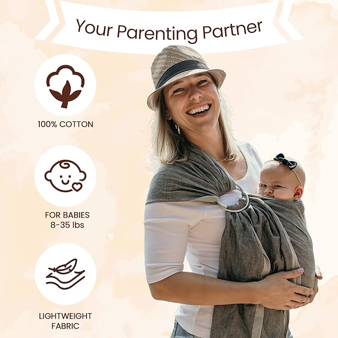 Hip Baby Wrap Ring Sling Baby Carrier - Extra Soft Bamboo Linen Baby Wraps Carrier Machine Washable Baby Tush Carrier Made with All Natural Plant Based Dyes Perfect Baby Shower Gifts Rainbow Brite