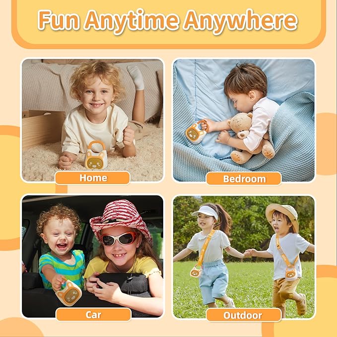 alilo Pocket Bunny Portable Kids Music Player, Musical Toys for Toddlers, Preloaded 120+ Stories/Music/Lullabies/White Noise,High Fidelity Sound Travel Bluetooth Speaker (with Strap and Ring)