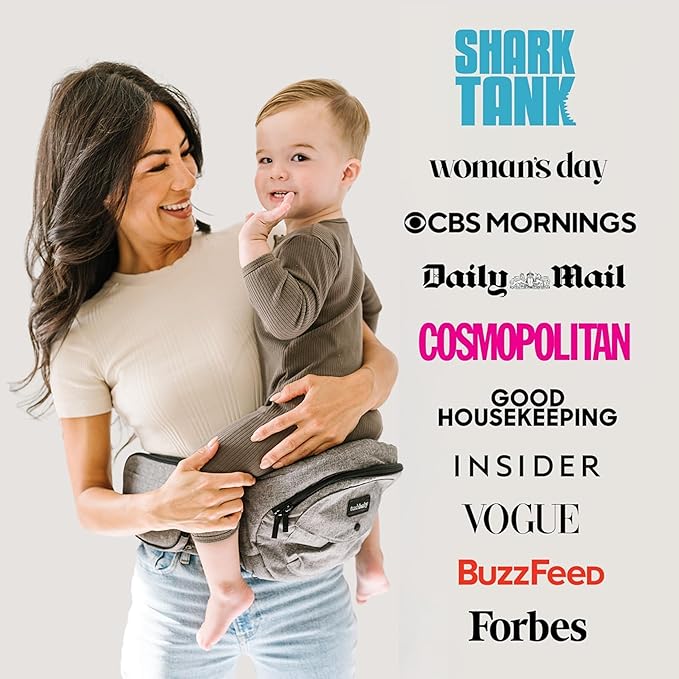 Tushbaby - Original Hip Carrier for Babies and Toddlers, Certified Safe, Lightweight Design, Built-in Storage, Nursing Support, No Foam Padding, (Grey)