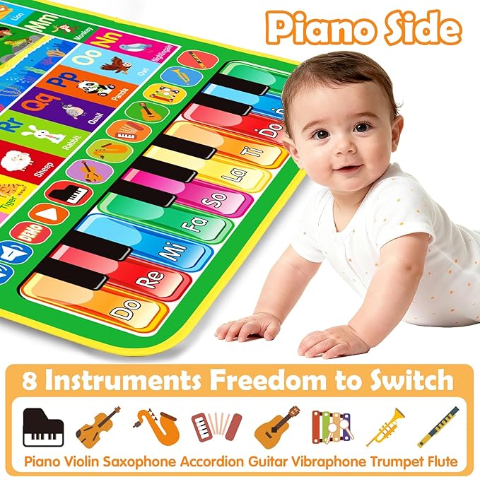 Baby Toys for 1 Year Old Gifts: 3 in 1 Alphabet Animal Piano Music Play Mat - Toddler Toys Age 1-3 Musical Toy 12-18 Months Babies Birthday Christmas Gift for Boys Girls 1 2 3 Year Old