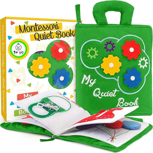 deMoca Montessori Busy Book Toddler Travel Toys 1-3, Activity Quiet Book Airplane Travel Toys for Toddlers 1-3, Busy Board with Car and Plane Activities, Gift for Boys & Girls