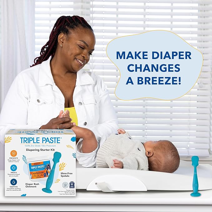 Triple Paste Diaper Rash Cream for Baby & Baby Spatula Bundle - 16 oz Zinc Oxide Ointment and Spatula Treatment, Soothe and Prevent Rash with a Pediatrician-Recommended Hypoallergenic Formula