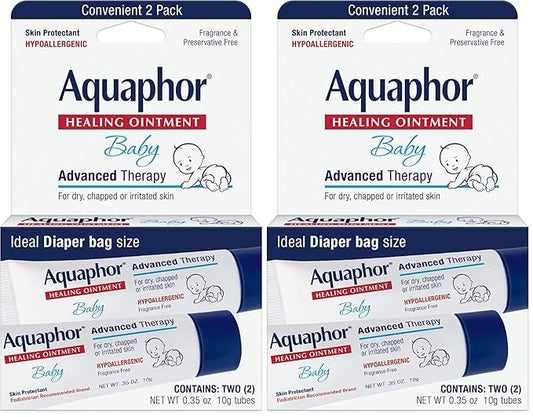 Aquaphor Baby Healing Ointment, To-Go Pack | Advanced Therapy | For Chapped Cheeks | For Diaper Rash | 2 Count Pack
