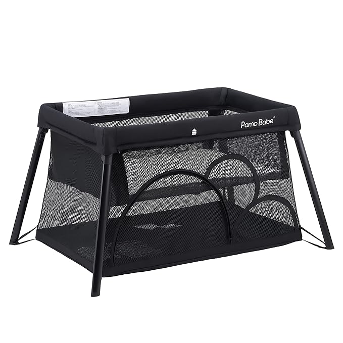 Pamo Babe Travel Crib Lightweight Playpen Baby Playard with Bassinet Portable Mini Playard