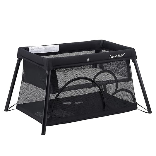 Pamo Babe Travel Crib Lightweight Playpen Baby Playard with Bassinet Portable Mini Playard