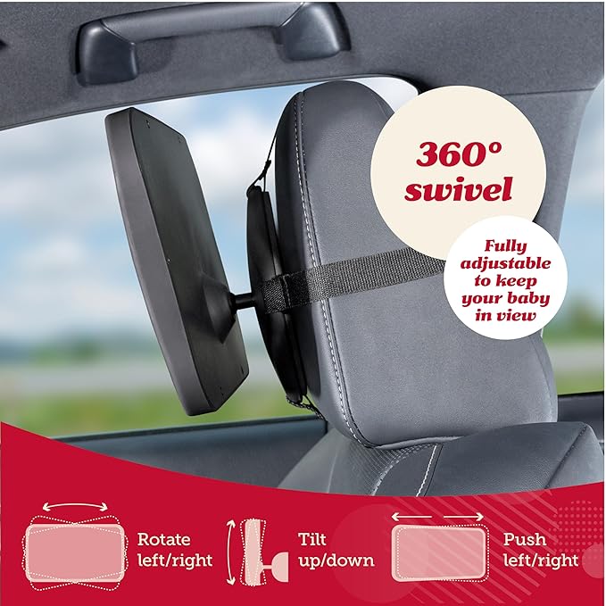 Lusso Gear Baby Backseat Mirror for Car. Largest and Most Stable Mirror with Premium Matte Finish, Crystal Clear View of Infant in Rear Facing Car Seat - Secure and Shatterproof (Tan)