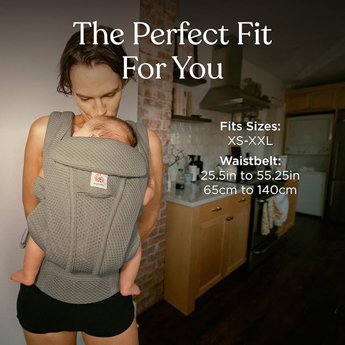 Ergobaby Omni Deluxe Baby Carrier Newborn to Toddler - Breathable Baby Carriers for Summer - All-Position Carrier with Enhanced Lumbar Support & Airflow (7-45 Pounds), Mesh, Soft Olive