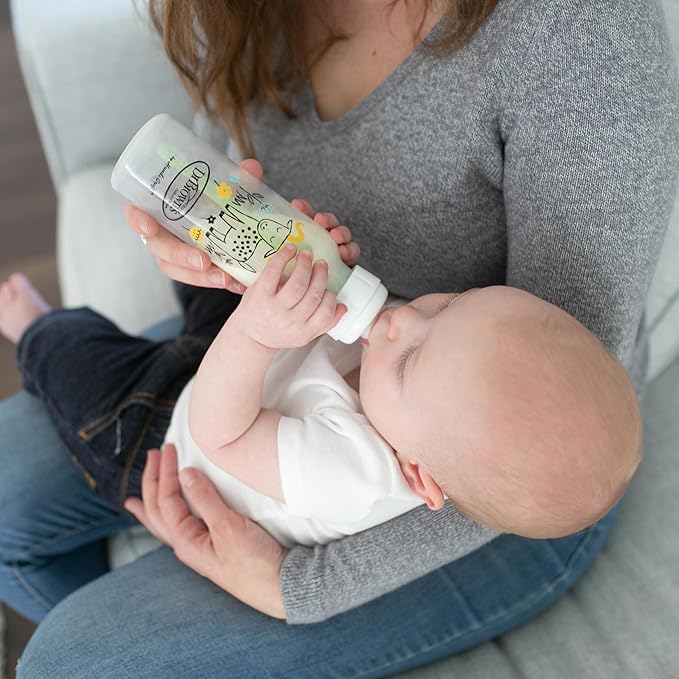 Dr. Brown's Natural Flow Anti-Colic Options+ Narrow Baby Bottle, Goat and Squirrel, 8 oz/250 mL, with Level 1 Slow Flow Nipple, BPA Free, 0m+, 2-Pack