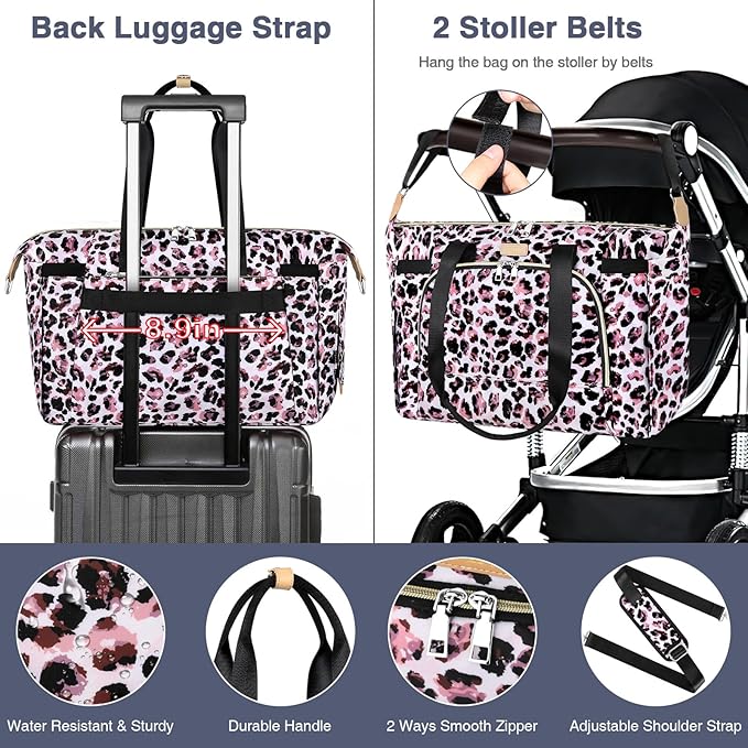 ITIEZY Diaper Bag Tote for Baby - Large Mommy Bag with Portable Changing Pad Pacifier Case, Hospital Bags Travel Baby Bag