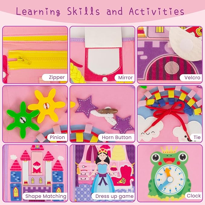 Busy Board Montessori Toys for Boy Girl Birthday Gifts, Busy Book Learning Sensory Easter Toys for Toddlers, Toddler Travel Autism Educational Activities Fine Motor Skills