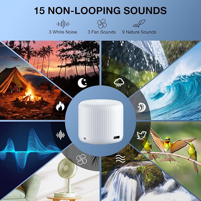 LEICEX Portable Sound Machine + Travel Case, Mini White Noise Machine for Sleeping & Travel Case