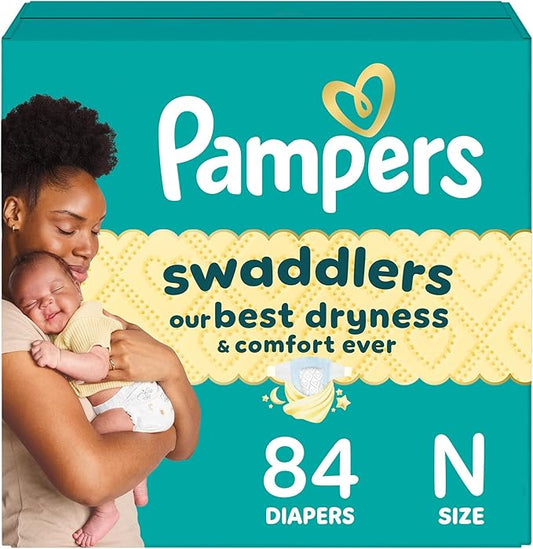 Pampers Swaddlers Diapers, Size 0 (up to 10 lbs), 84 Count, Absorbent, Keeps Baby Dry and Comfortable, Skin Safe Disposable Baby Diaper (Packaging May Vary)