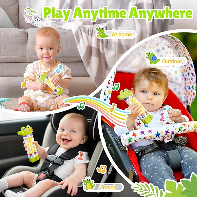 Baby Remote Control Toy, TV Remote Toy for Baby with Realistic Light and Sounds - 3 Languages (English, Spanish & French), Baby Musical Toys Gifts for Boys Girl 6 Month+