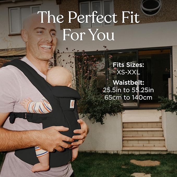 Ergobaby Omni Deluxe Baby Carrier Newborn to Toddler - Breathable Baby Carriers for Summer - All-Position Carrier with Enhanced Lumbar Support & Airflow (7-45 Pounds), Cotton, Onyx Black