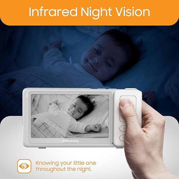 CHILLAX Giraffe Pro Max Baby Monitor – Video Baby Monitor with Full HD 1080p Camera and 5” 720P Video Parent Unit, Privacy Protection Switch, Auto Dimming LED, Gooseneck, 2-Way Audio, Night Vision