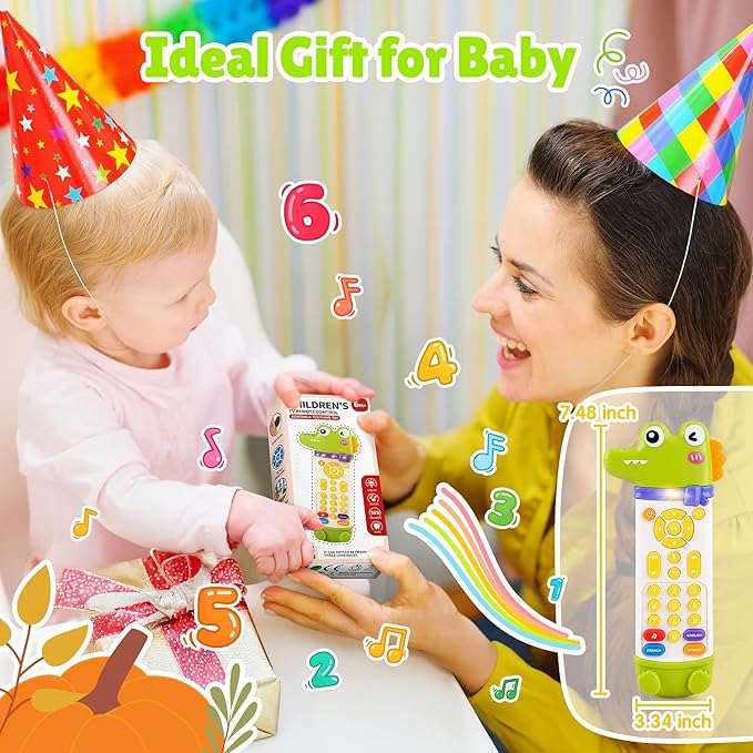 Baby Remote Control Toy, TV Remote Toy for Baby with Realistic Light and Sounds - 3 Languages (English, Spanish & French), Baby Musical Toys Gifts for Boys Girl 6 Month+