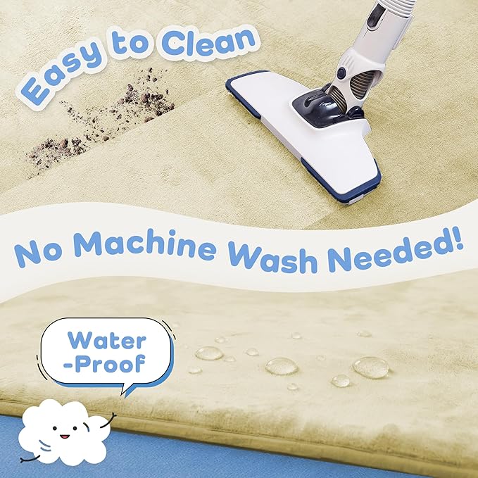 PAPAMAT 1.3" Thick Baby Floor Play Mat 50x50, Basic Padded Foam Mat for Tummy Time Crawling, Non Slip Cushioned for Babies Toddlers Infants Kids (Cream)