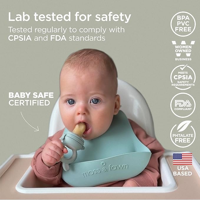 Moss and Fawn Forage Feeder - Soothing Silicone Frozen Breast Milk Popsicle & Baby Food Teething Toy, Pacifier, Fruit Feeder, & Teether - BPA, PVC & Phthalate-Free - Bloom